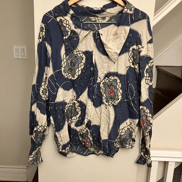 Vintage Nautical Shirt with Dagger Collar - Picture 2 of 10